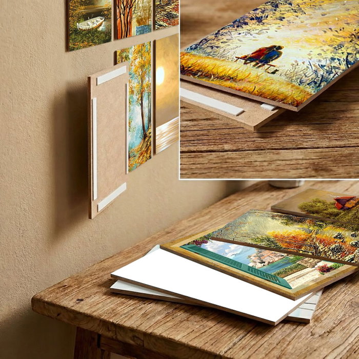 Wallity Set de 12 Cuadros Decorativos Multicolor en MDF de 20 x 15 cm